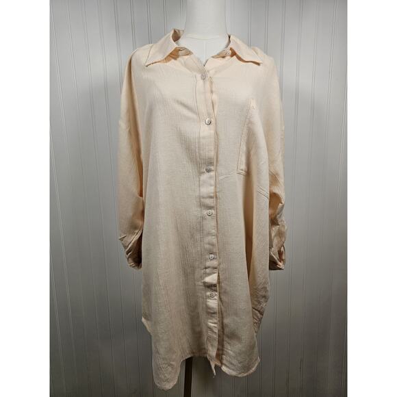 Rip Curl Tops - Rip Curl Linen Blend Gauze Button Down Shirt Women's Size XL Beach Surfer NWT